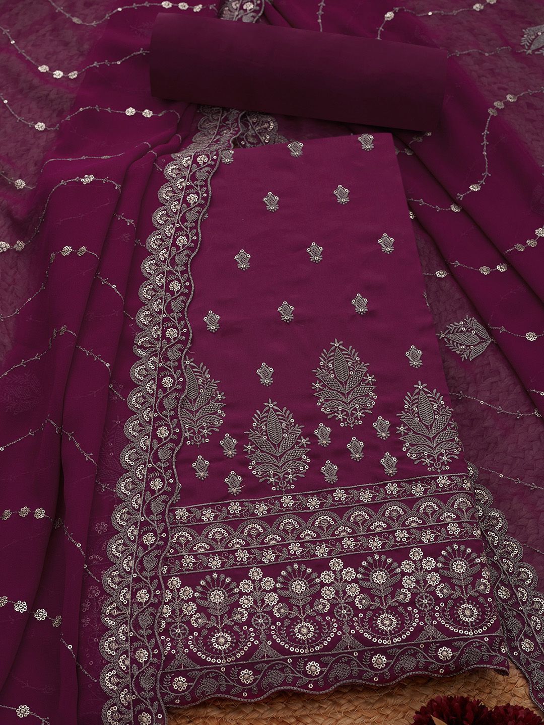 Soch Embroidered Silk Crepe Unstitched Dress Material-picture-11