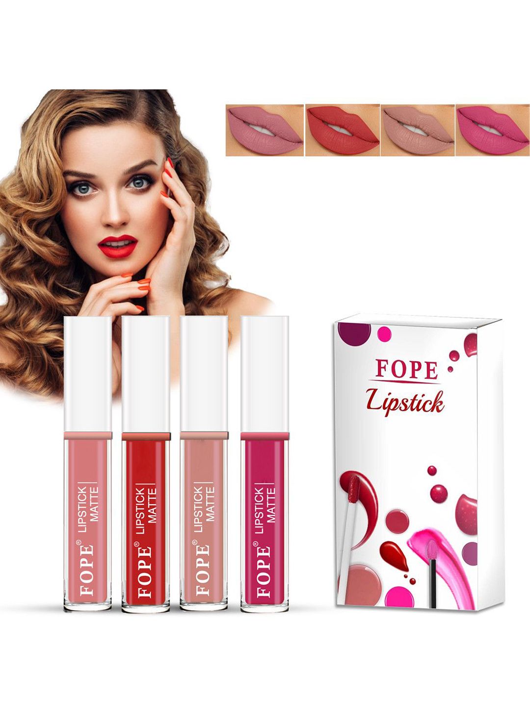 FOPE Set Of 4 Lipstick 4 ml Each Old Rose 02 - Dusty Red 04 - Old Pink 06 - Brunt Pink 10-image-12