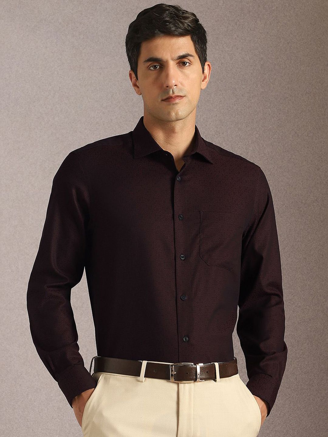 Louis Philippe Men Floral Printed Spread Collar Cotton Formal Shirt-picture-26
