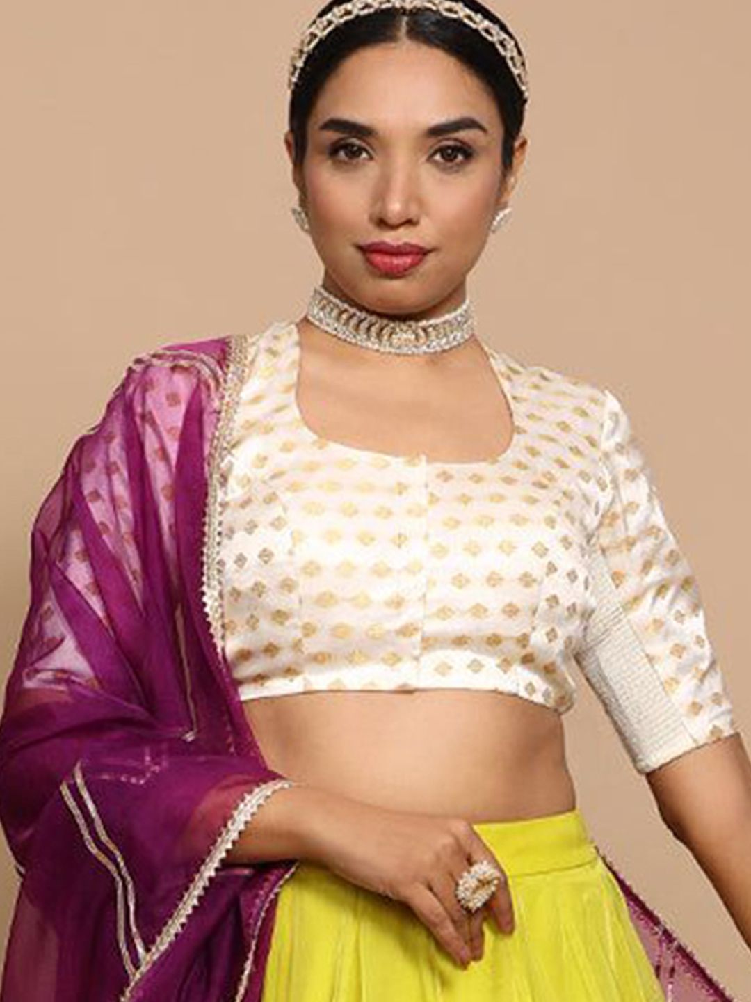Binks Afreen x Tyohaar Woven Design Saree Blouse With FlexFit-image-13