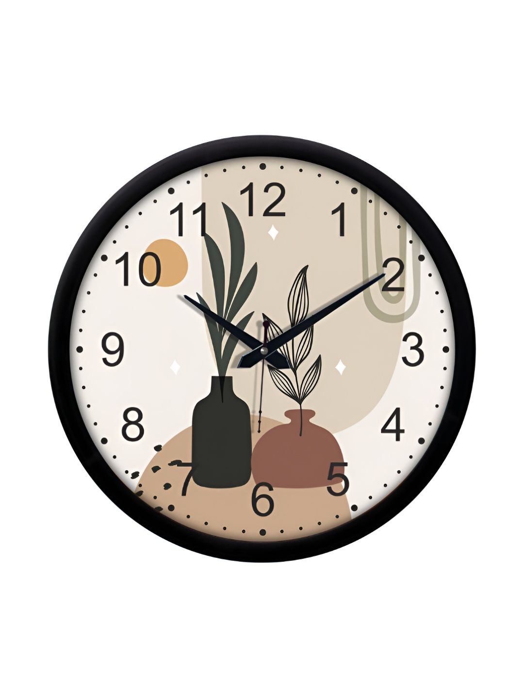 Aura Brown & White Printed Round Contemporary Modern Wall Clock-image-19