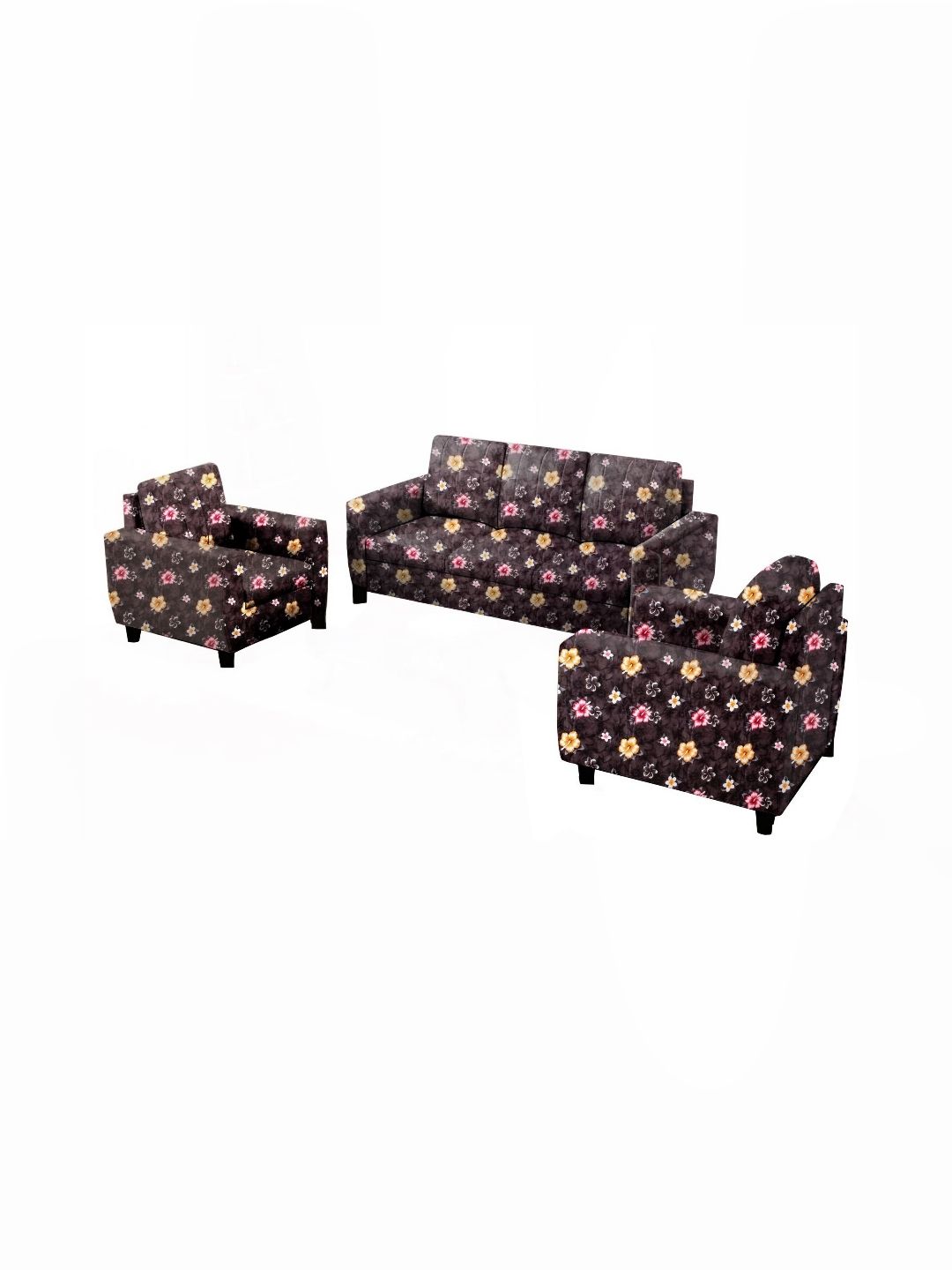 Stylista Grey And Pink 3 Pieces Printed 5 Seater StretchableSofa Cover With Arms-picture-27