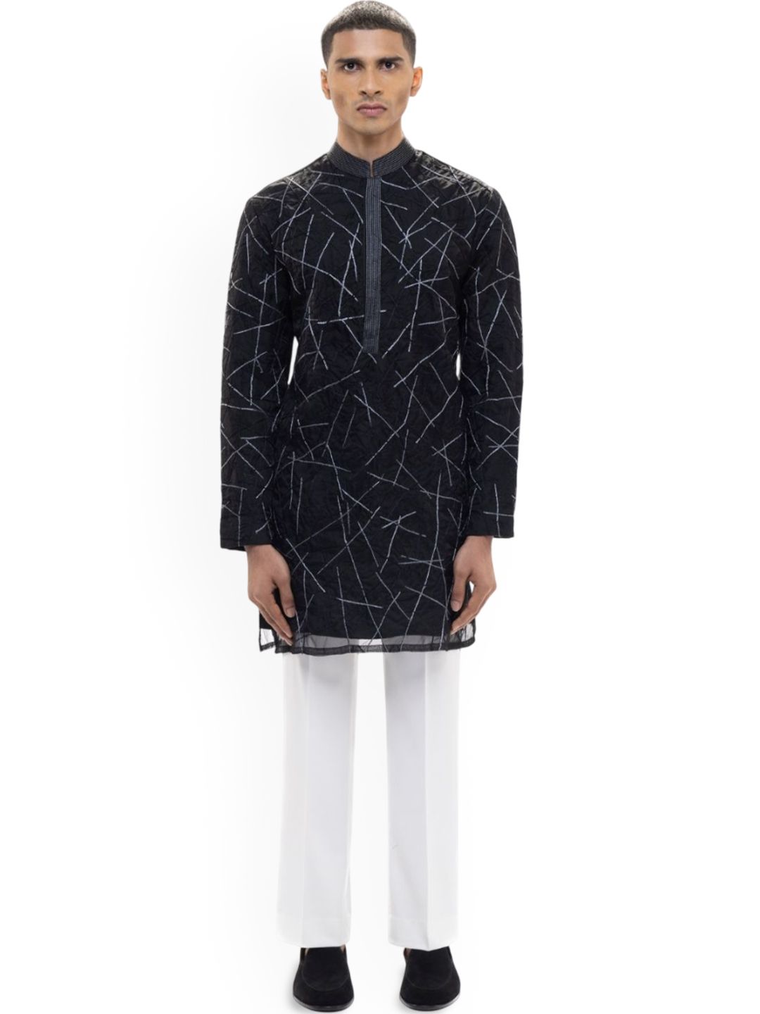 SDS By Kushal Shah Abstract Printed Mandarin Collar Straight Kurta With Trousers-picture-34