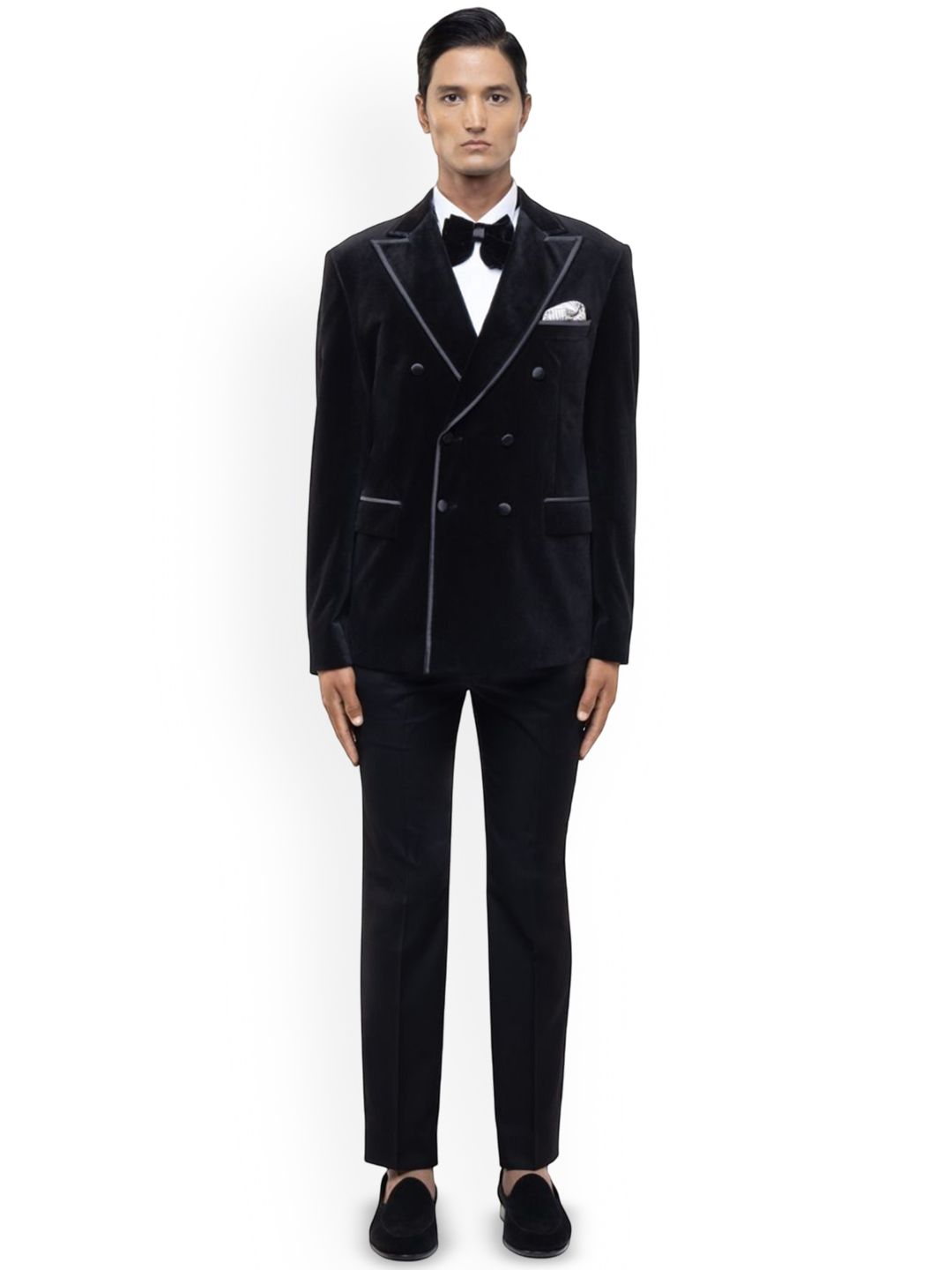 SDS By Kushal Shah Velvet Peak Lapel Double Breasted Tuxedo Set-picture-10