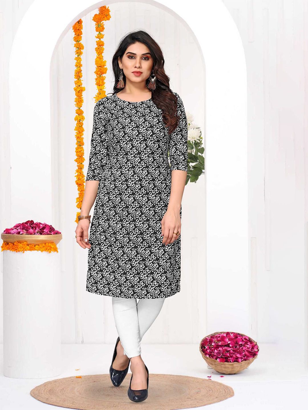 Moda Rapido Floral Printed Round Neck Straight Kurta-image-23
