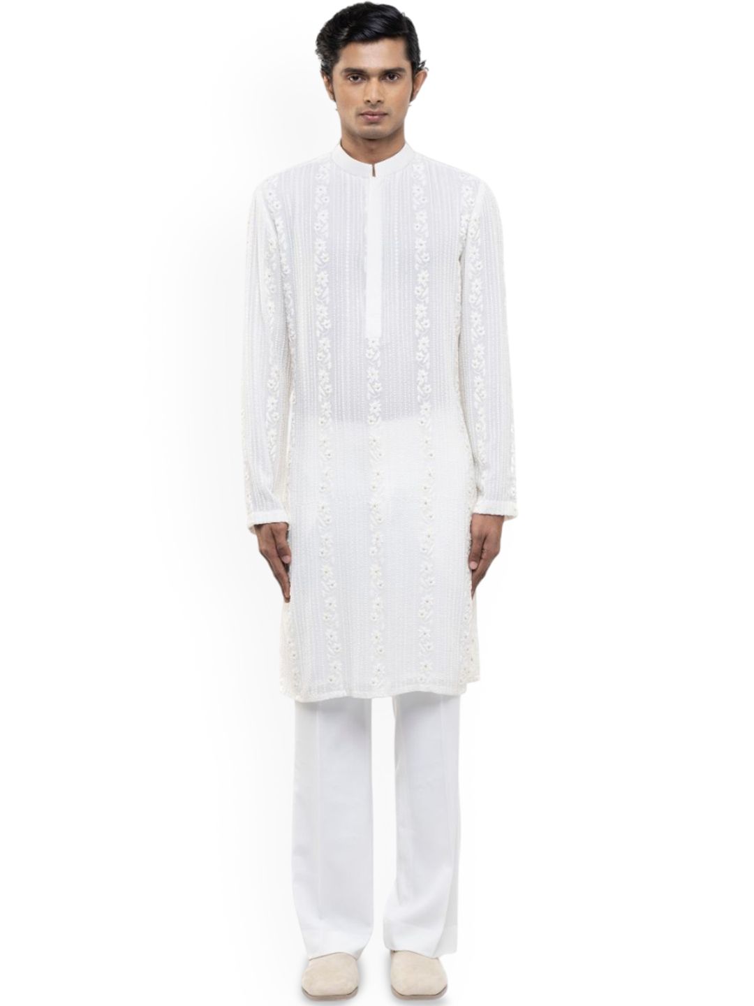 SDS By Kushal Shah Men Floral Embroidered Regular Kurta with Trousers-picture-33