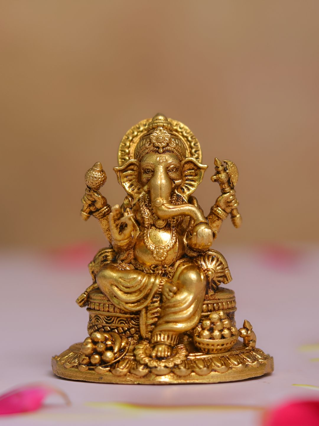 Devsabha Gold-Toned Brass Ganesha Showpiece-picture-32