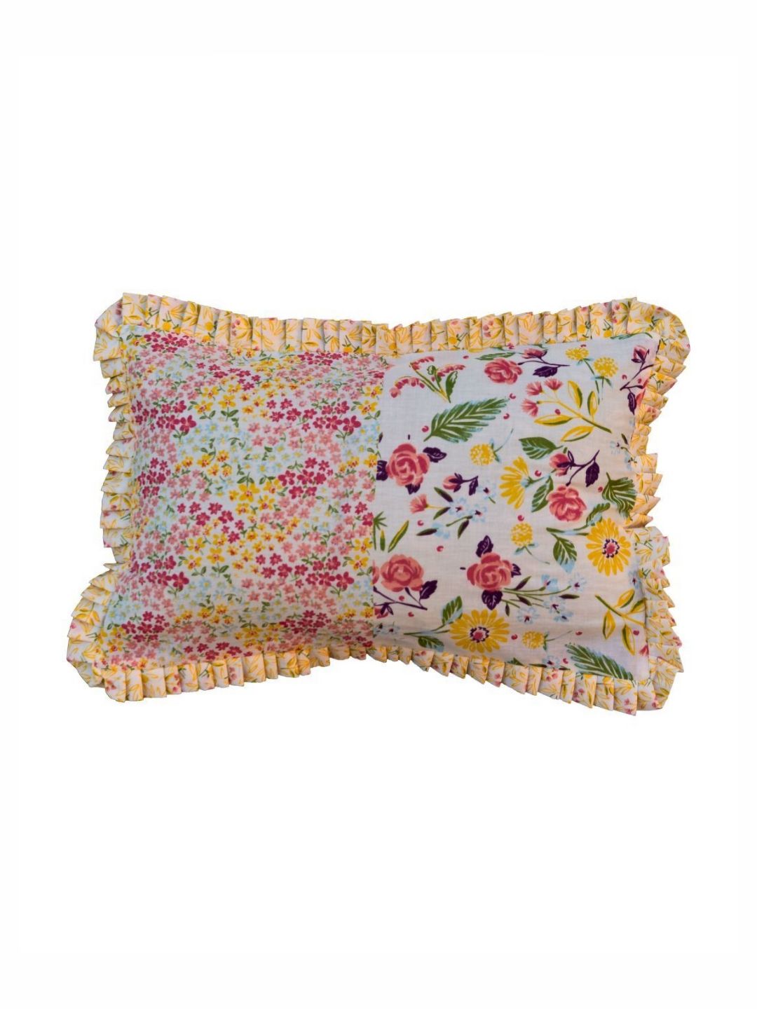 Bandbox White & Pink Floral Printed Cotton Rectangular Cushion Cover-picture-21
