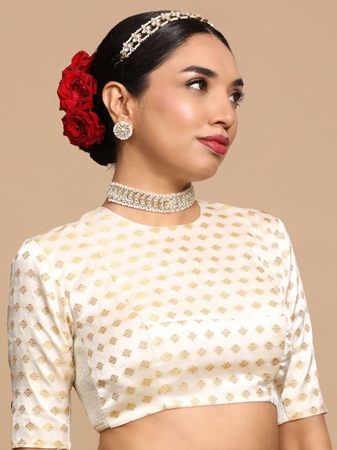Binks Mihika x Tyohaar Woven Design Saree Blouse With FlexFit-image-15