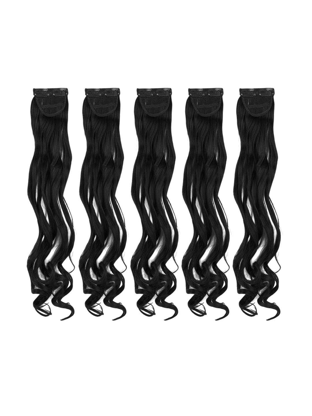 Stasia Street 20 Inch Clip-in Curly Side Patches Hair Extension 5pc Set - Jet Black-image-6