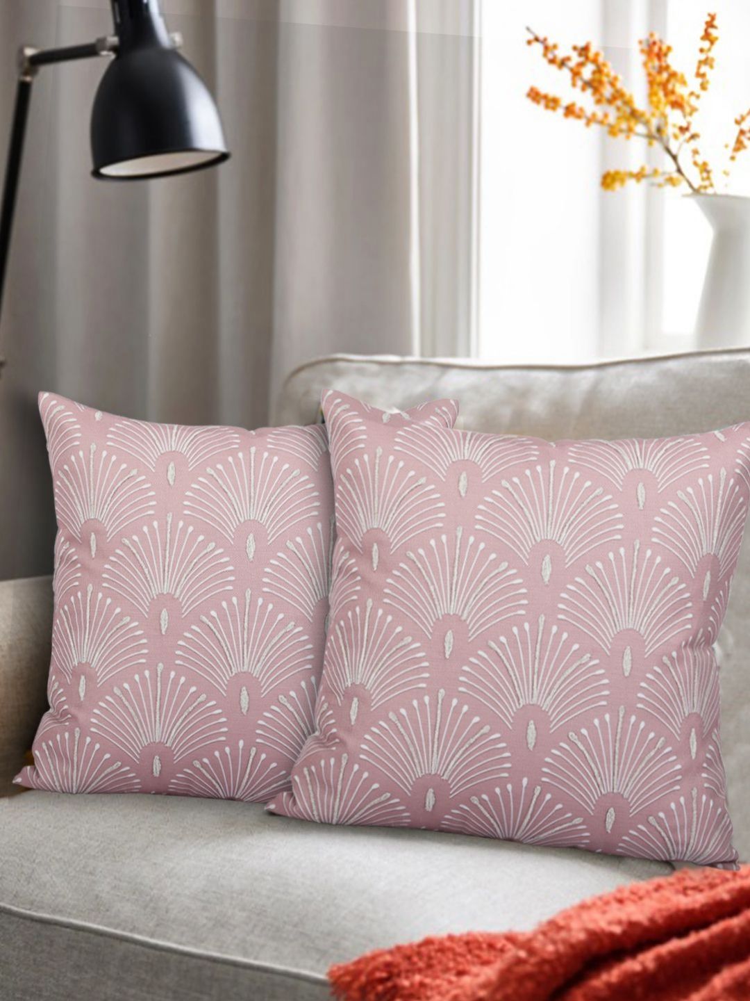 Myntra Elegant Homes Pink & White 2 Pieces Embroidered Square Cushion Covers-image-46