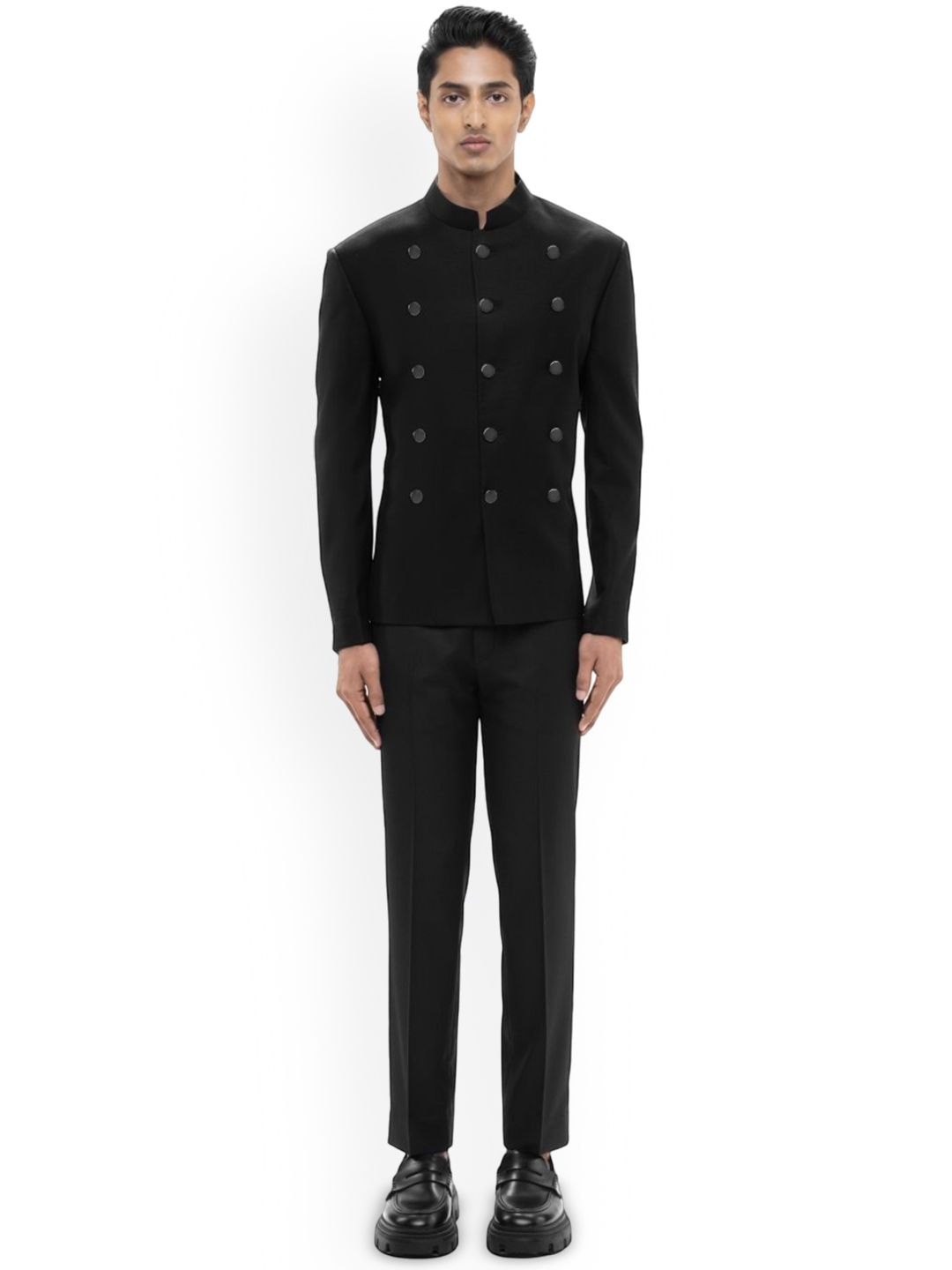 SDS By Kushal Shah Self Design Tailored Fit Bandhgala Suits-picture-15