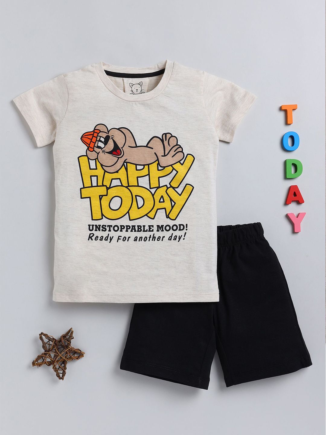 YK Boys Typography Printed Round Neck T-shirt With Shorts-picture-38