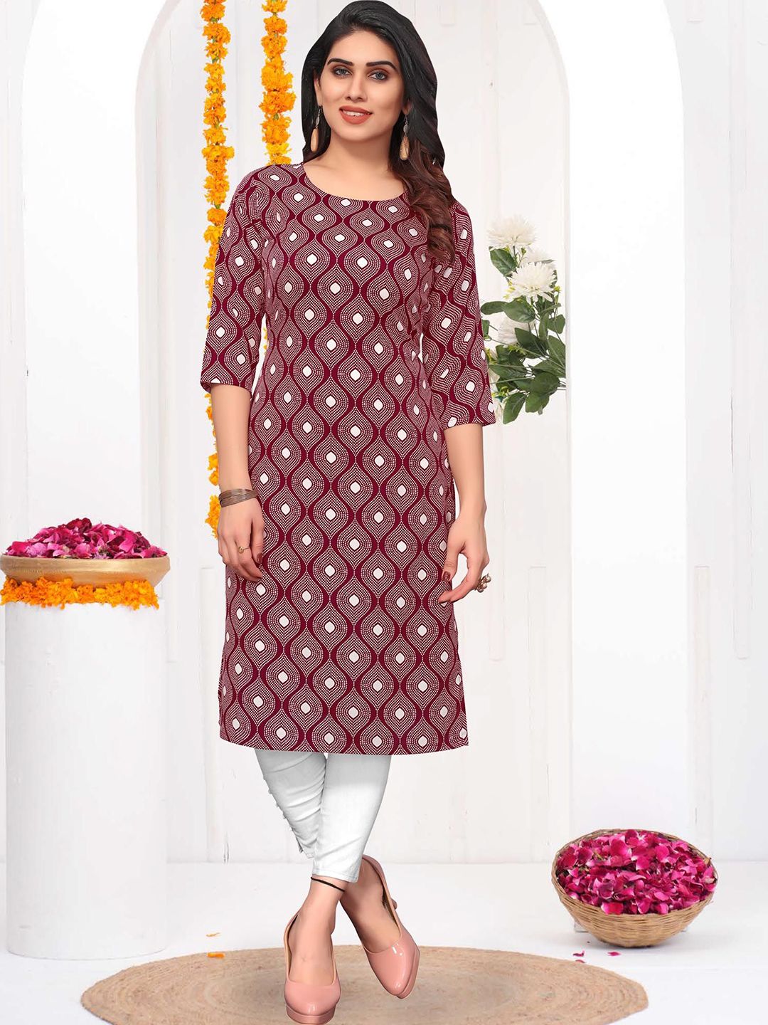 Moda Rapido Geometric Printed Round Neck Straight Kurta-image-15