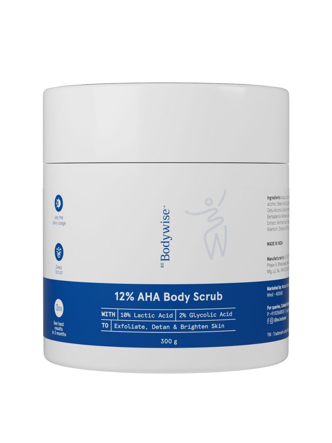 Be Bodywise 12% AHA BHA Body Scrub With 10% Lactic Acid & 2% Glycolic Acid - 300 g-image-22