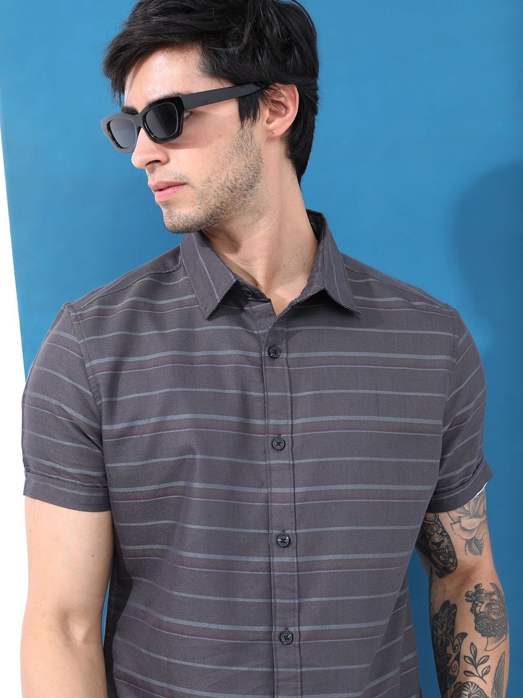 HIGHLANDER Men Slim Fit Horizontal Stripes Striped Casual Shirt-picture-32