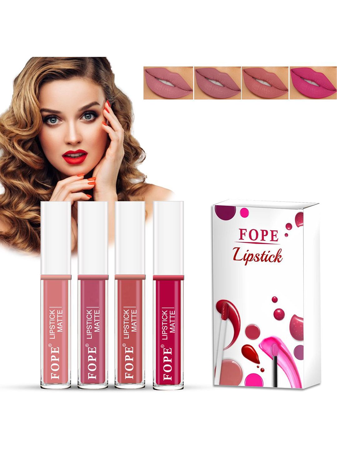 FOPE Set Of 4 Constantly Matte Long Lasting Lipstick - 4 ml Each-image-39
