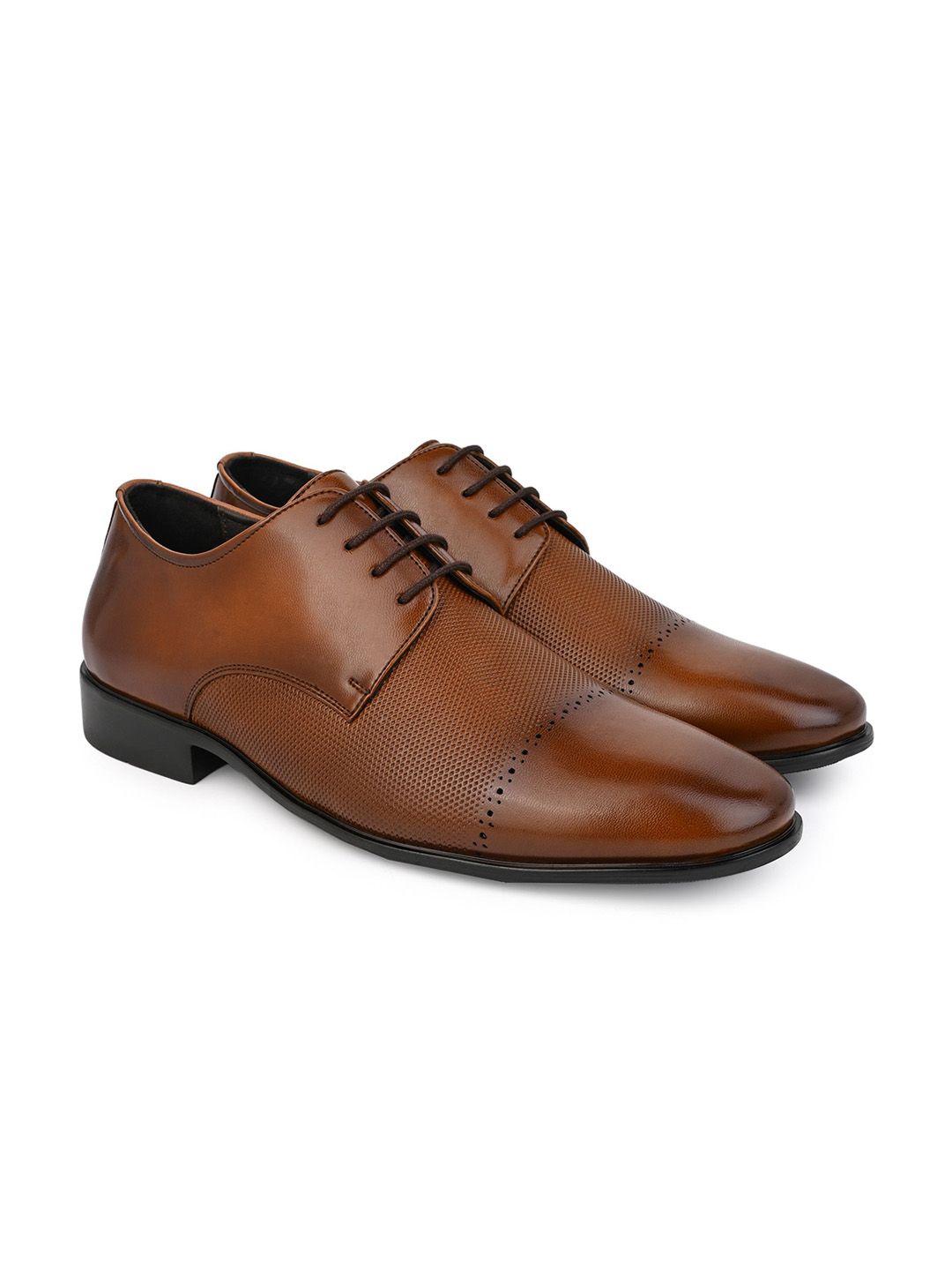 House of Pataudi Men Textured Formal Derby Shoes-image-9