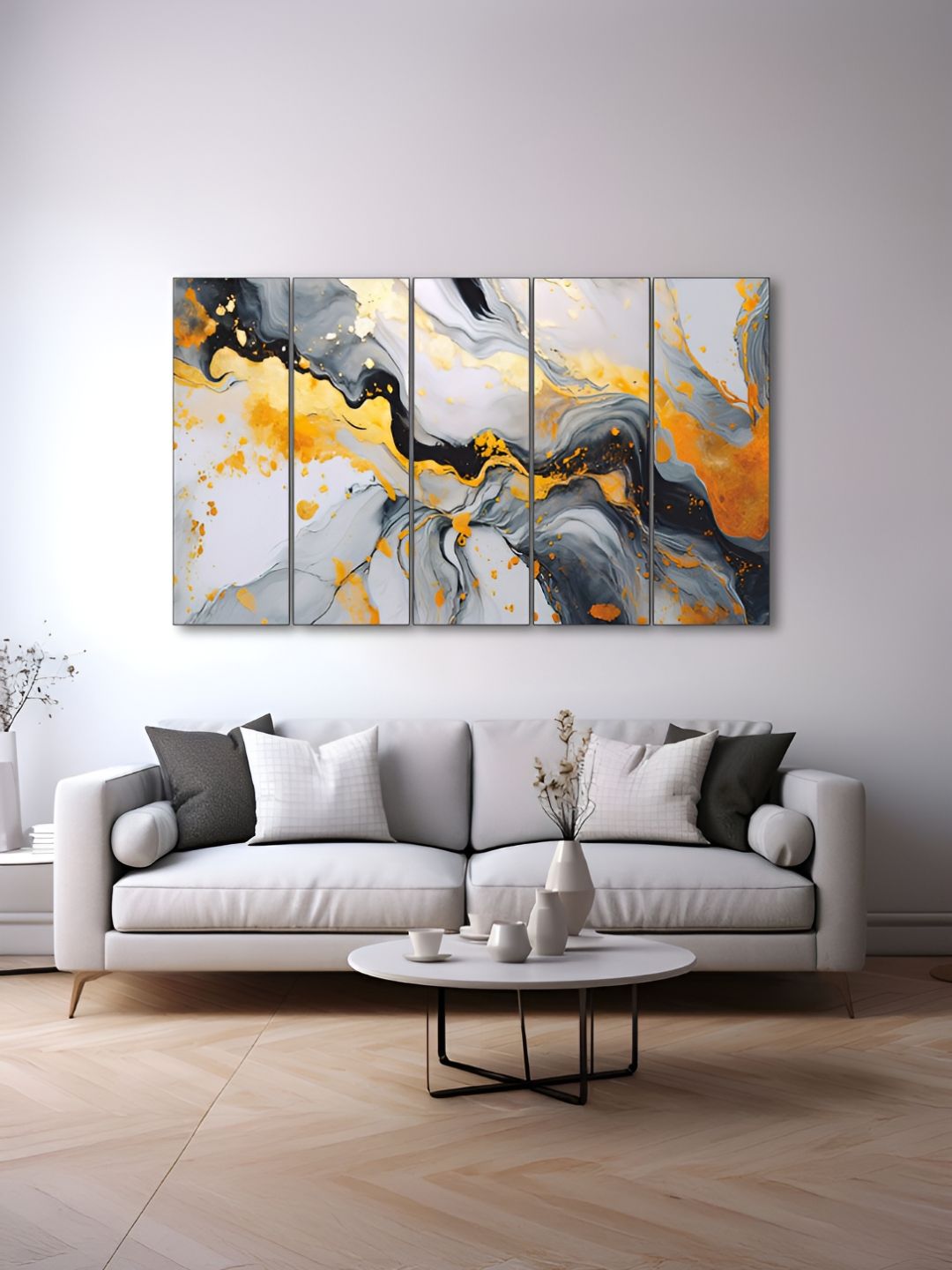 The Castle Decor Black & Yellow 5 Piece Wood Other Wall Paintings-picture-10