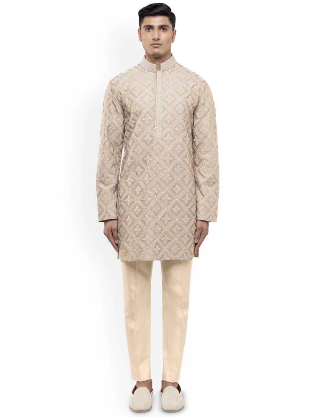 SDS By Kushal Shah Men Ethnic Motifs Embroidered Mandarin Collar Kurta with Trousers-picture-58