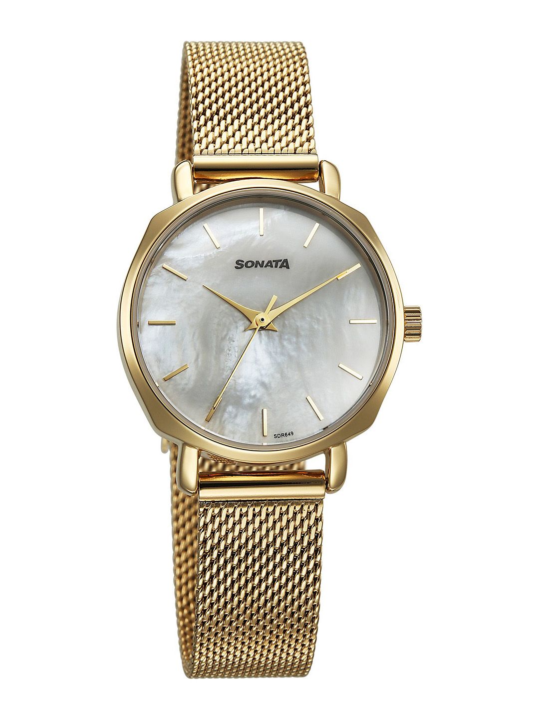 Sonata Women Brass Dial & Bracelet Style Straps Analogue Watch 87087YM01-picture-20