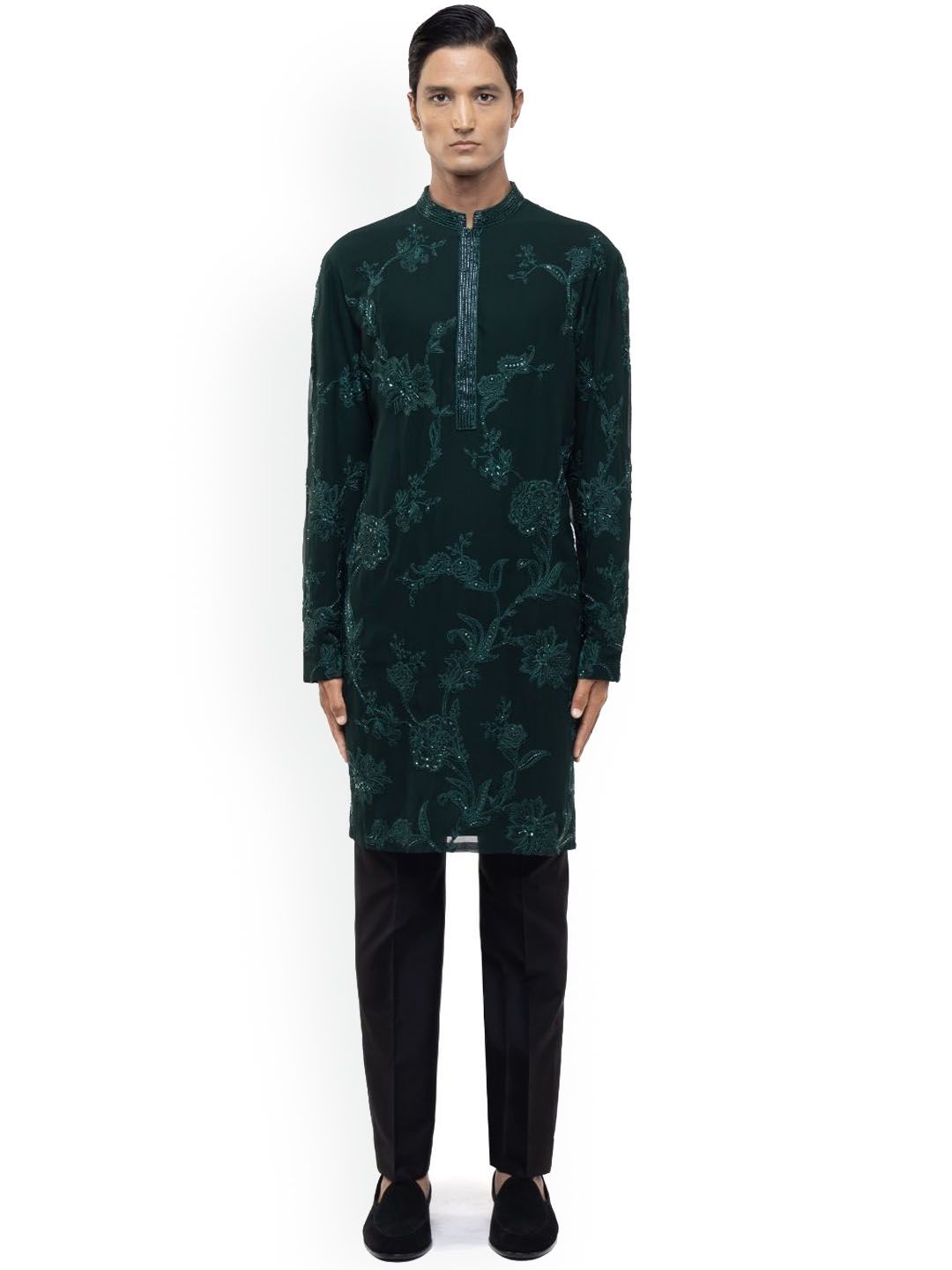 SDS By Kushal Shah Men Floral Embroidered Kurta with Trousers-picture-32