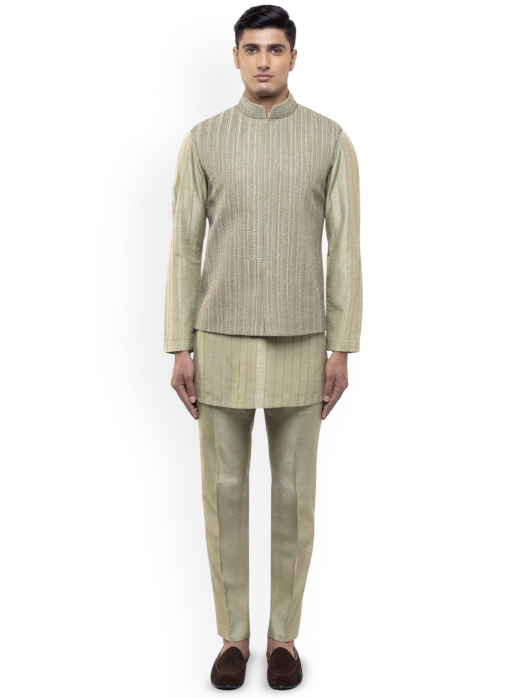 SDS By Kushal Shah Men Striped Printed Kurta with Trousers & Nehru Jacket-picture-15