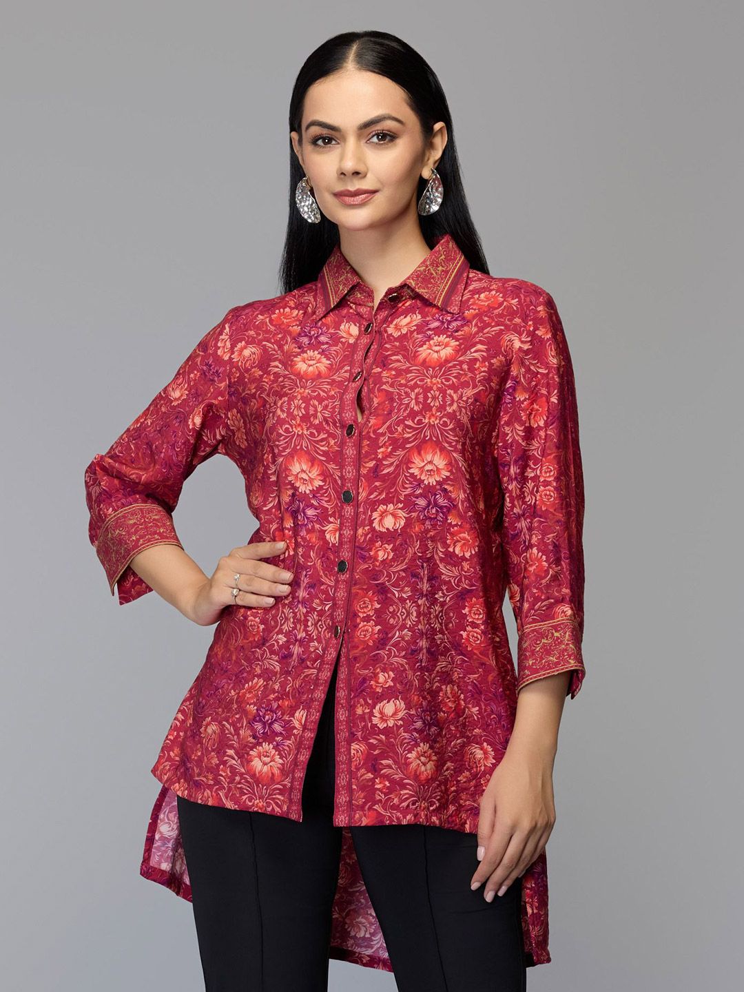 Tamiska By Narendra Kumar Women Floral Printed Shirt Style Top-picture-20