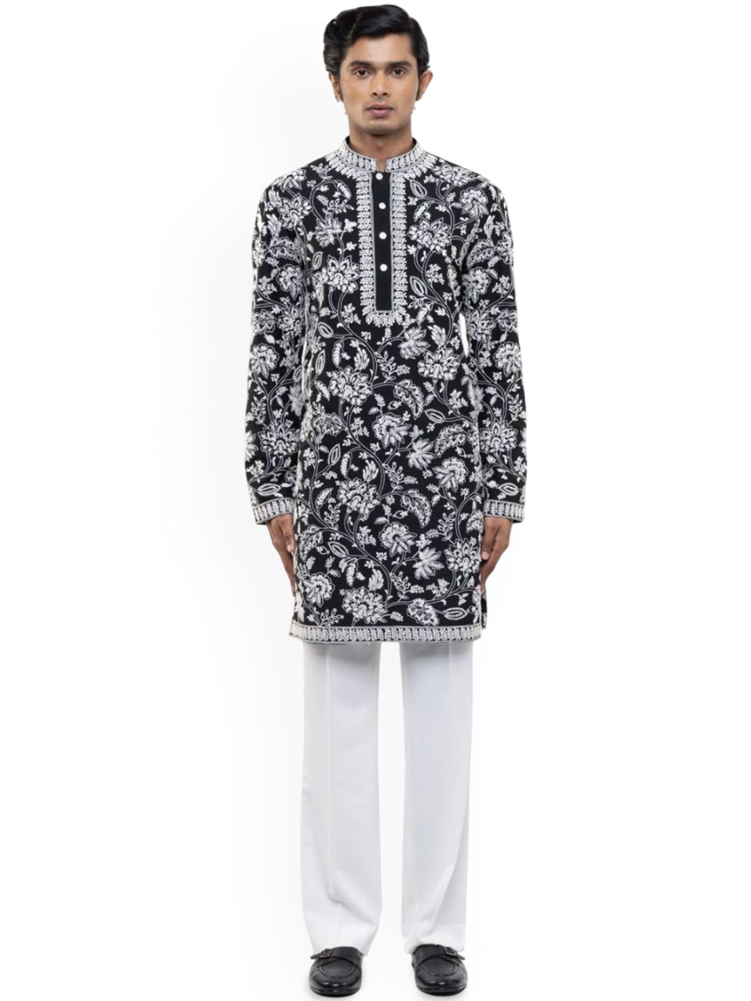 SDS By Kushal Shah Men Floral Embroidered Kurta with Trousers-picture-33