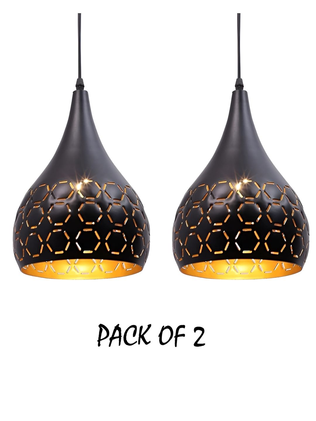 Decorcity 2 Pieces Black Metal Laser Cut Balloon Shape Single Hanging Pendant Ceiling Lamp-image-4