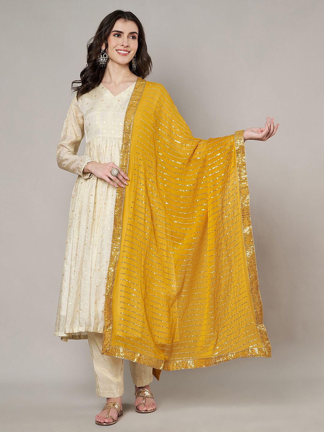 MUFFLY Striped Gotta Patti Chinon Dupatta-picture-54
