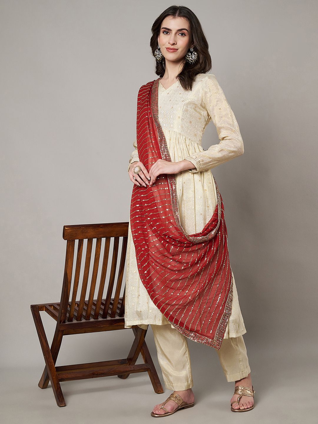 MUFFLY Striped Gotta Patti Chinon Dupatta-picture-50