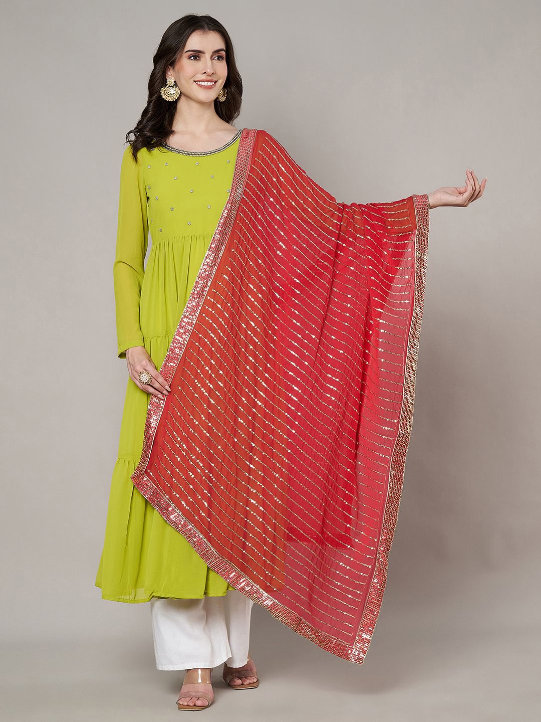 MUFFLY Striped Gotta Patti Chinon Dupatta-picture-39