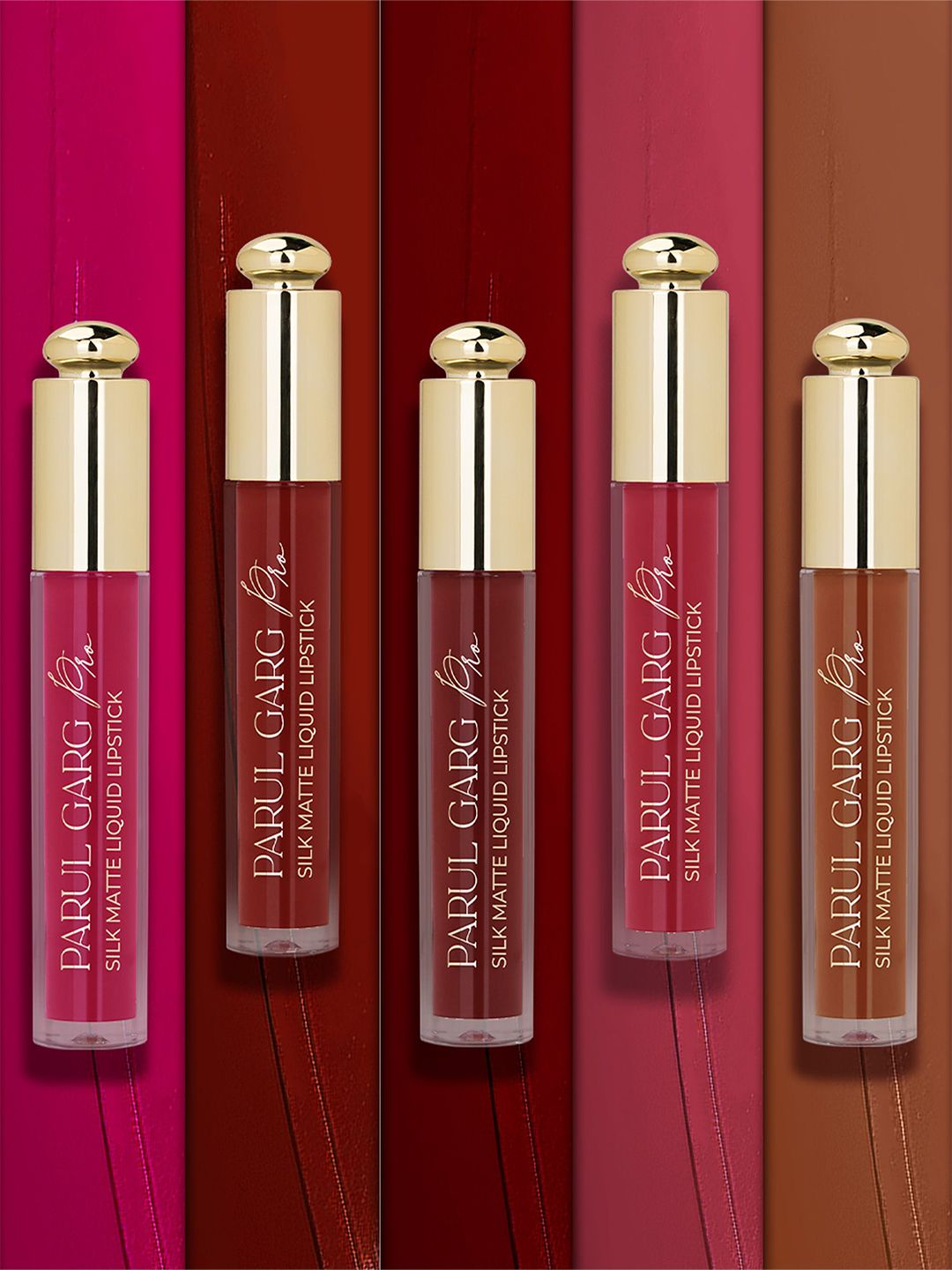 Parul Garg Set Of 5 Silk Matte Velvet Long Wear Liquid Lipstick - 3 ml Each-picture-23