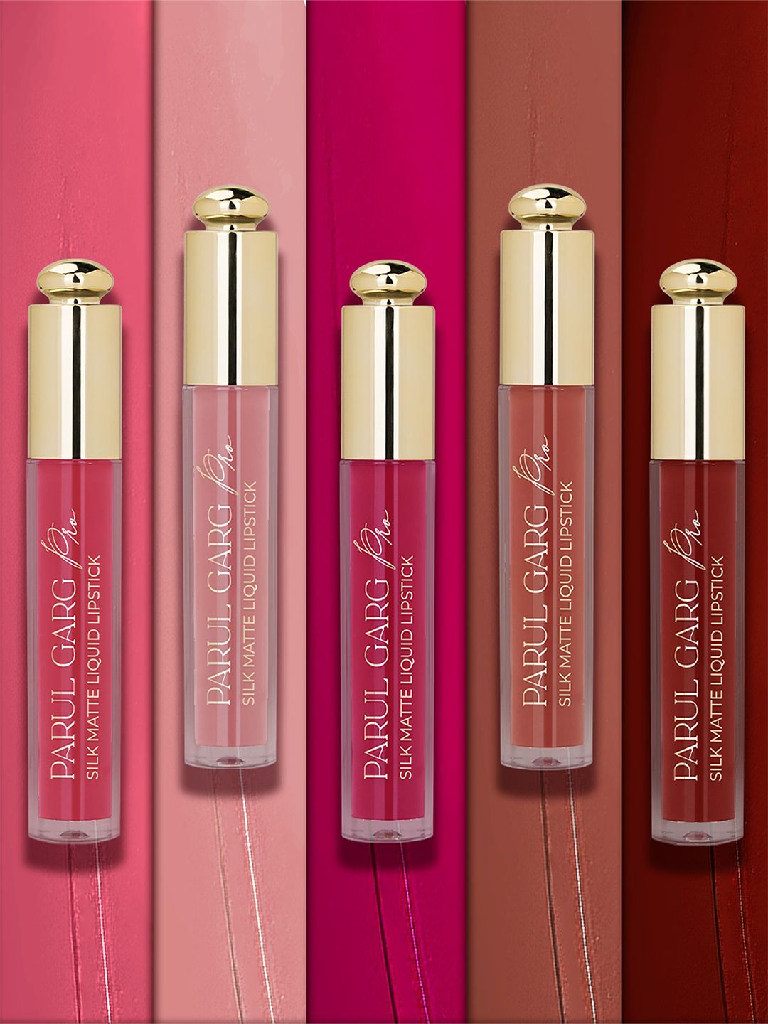 Parul Garg Set Of 5 Silk Matte velvet Long Wear Liquid Lipstick - 3 ml Each-picture-48