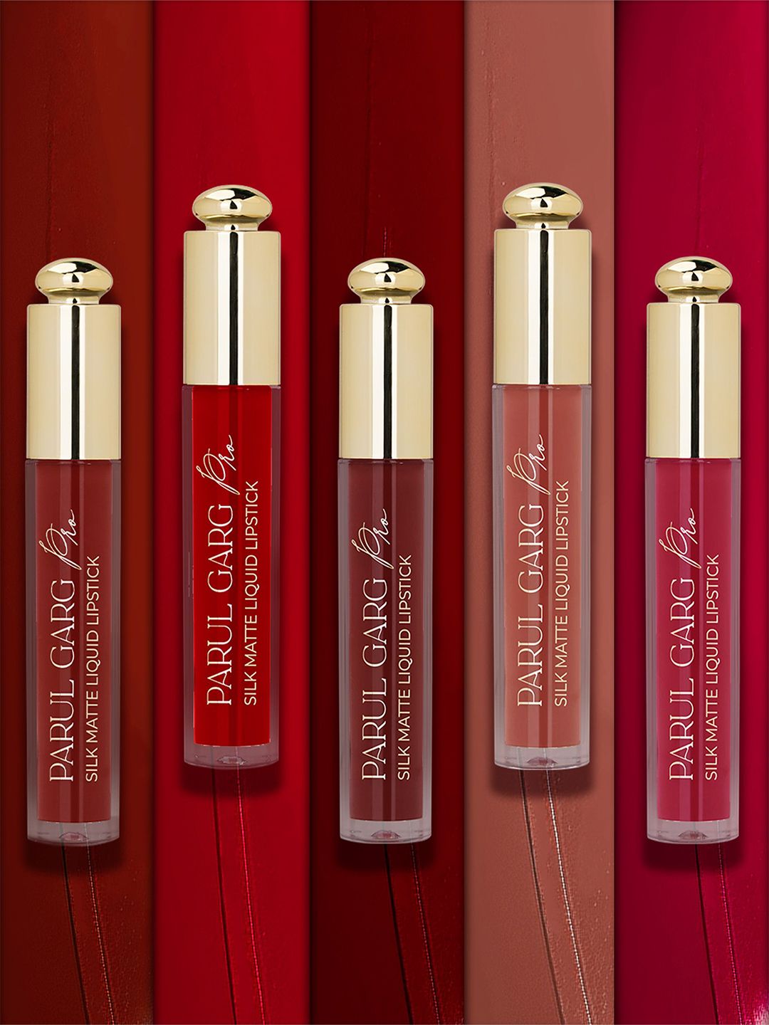 Parul Garg Set Of 5 Silk Matte Velvet Long Wear Liquid Lipstick - 3 ml Each-picture-21