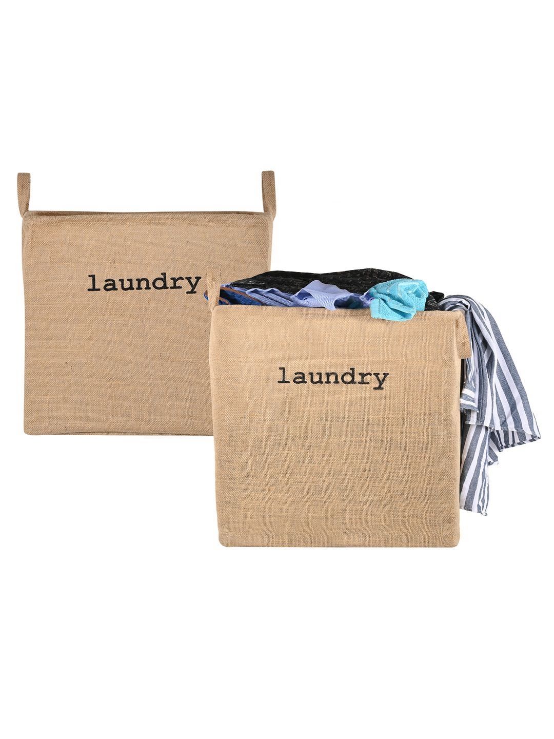 Myntra Elegant Homes Brown Printed Foldable Laundry Bag With Handles-image-0