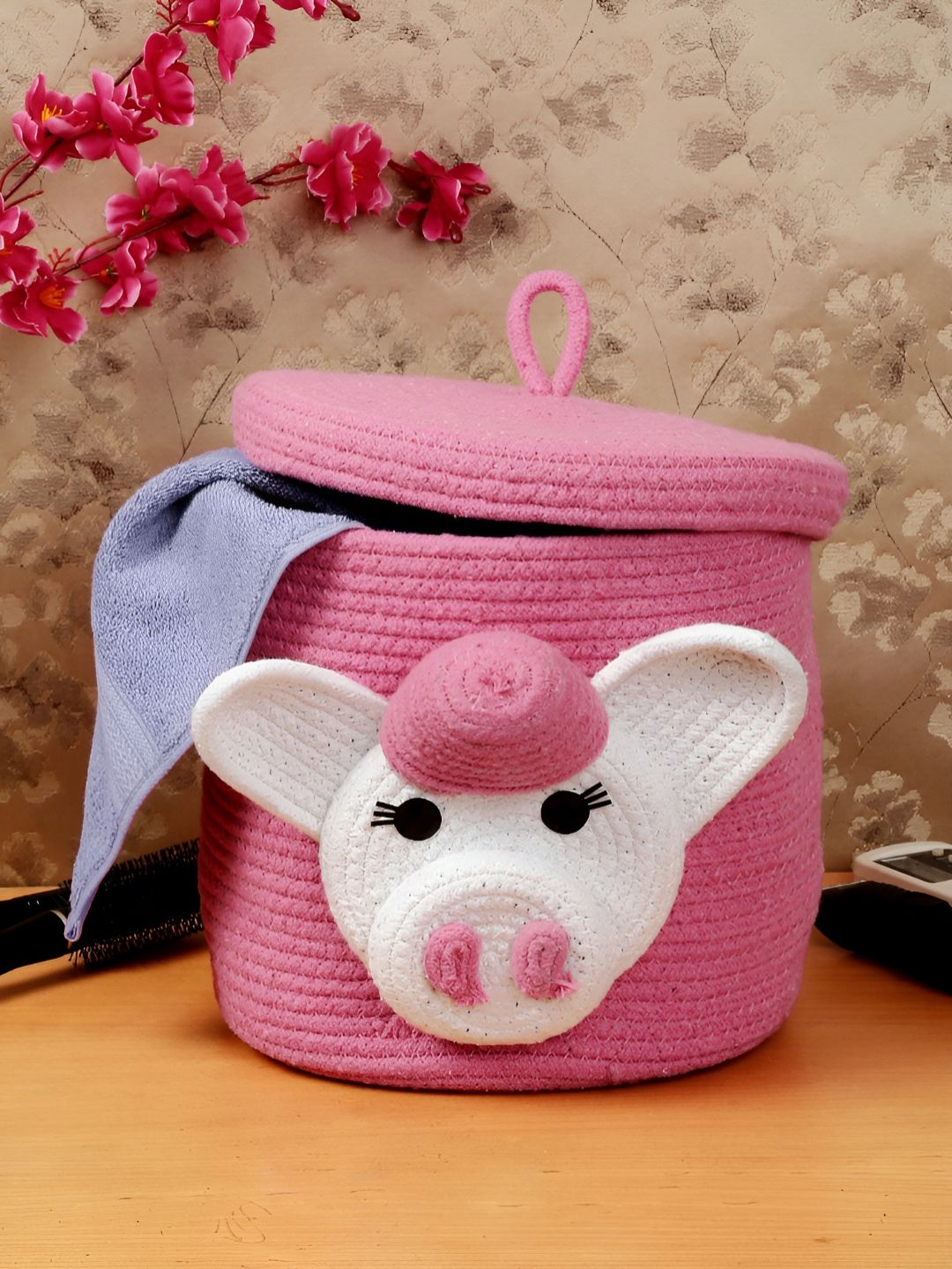 Myntra Elegant Homes Pink & White Foldable Reusable Multi-Utility Organiser With Lid-image-35