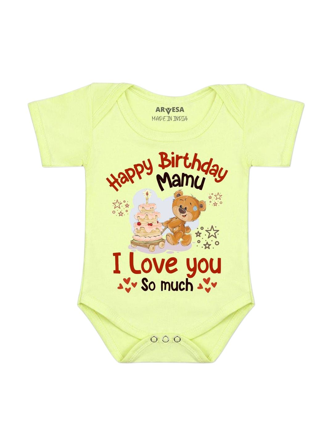 Arvesa Happy Birthday Mamu Printed Bodusuit-picture-33