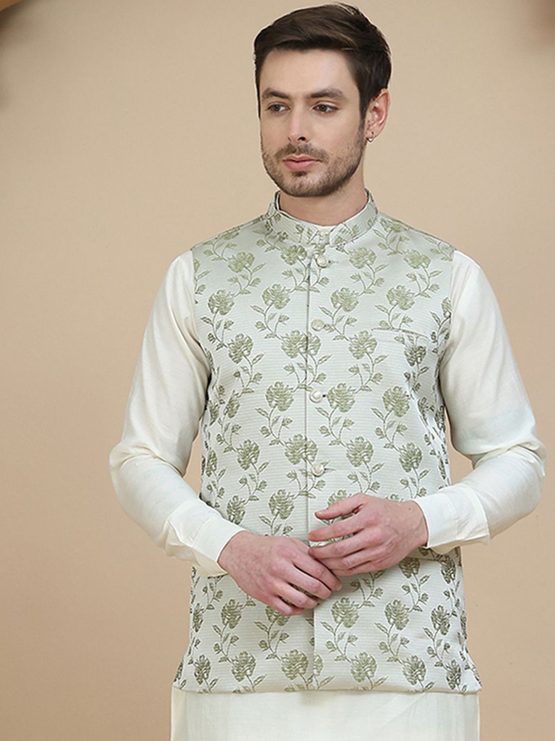 Jompers Printed Satin Nehru jacket-picture-29
