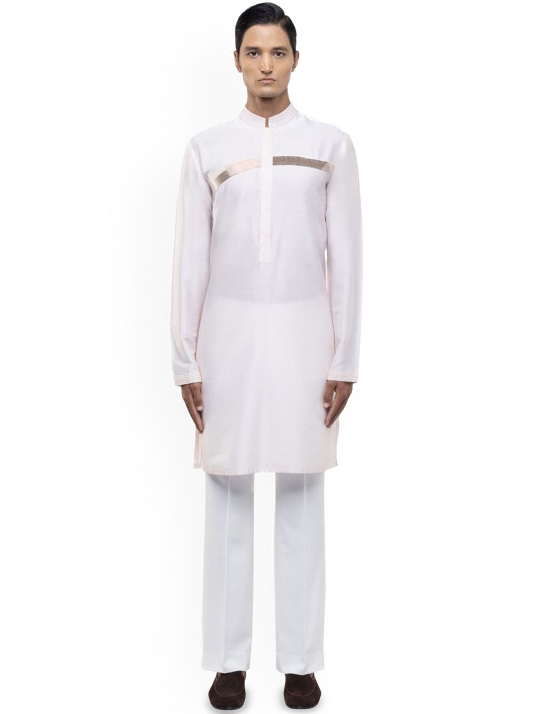 SDS By Kushal Shah Mandarin Collar Metallic Accents Silk Straight Kurta With Trouser-picture-26