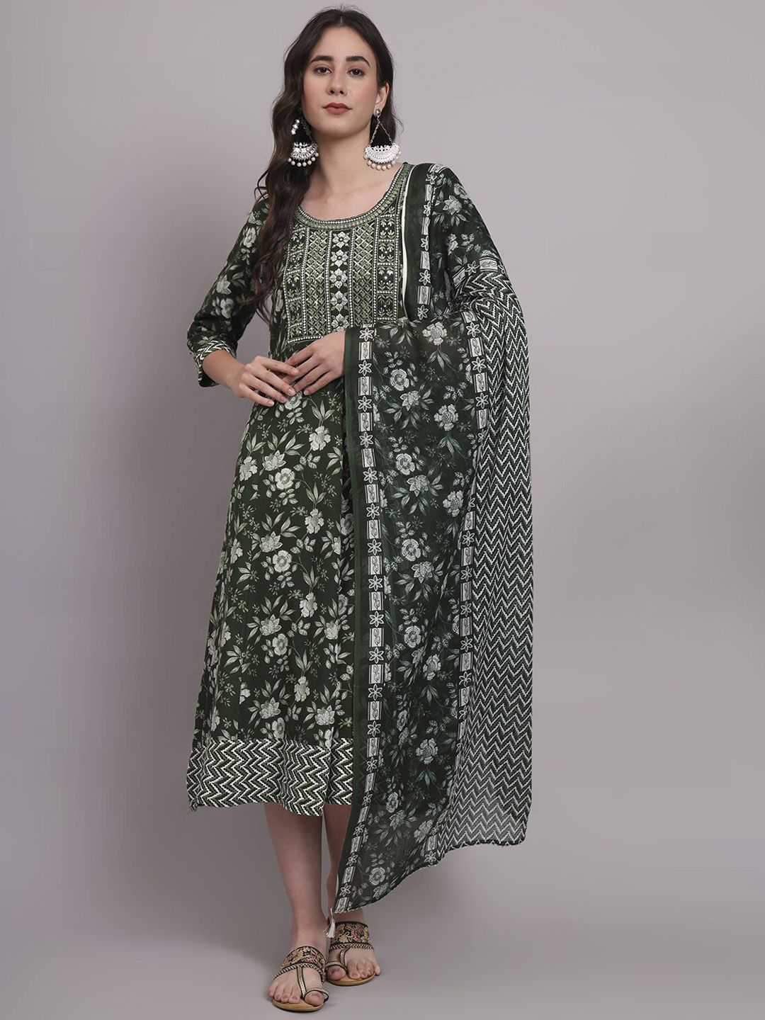 aayusika Printed & Embroidered Ethnic Dresses With Dupatta-picture-4