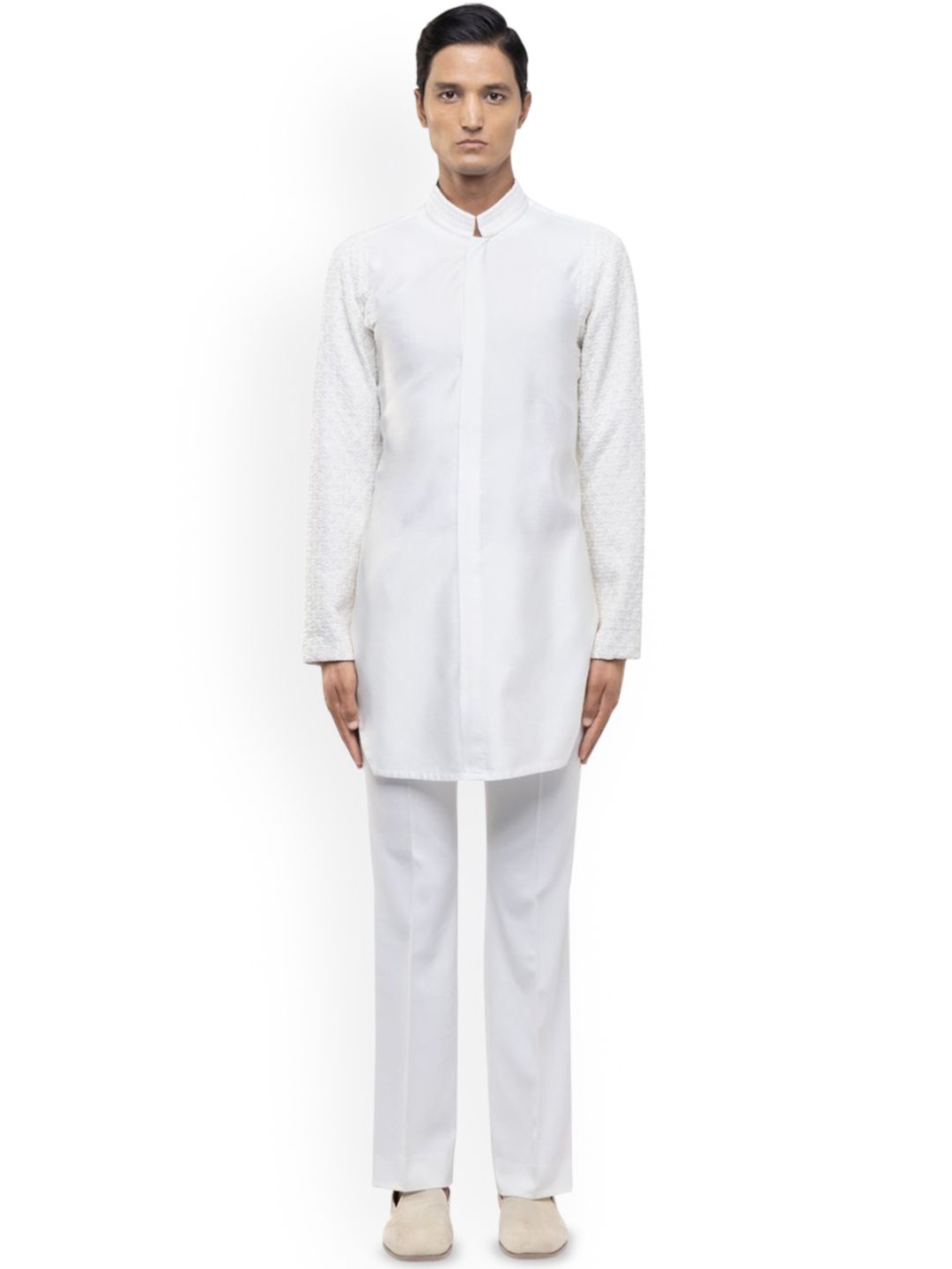 SDS By Kushal Shah Men Textured Embroidered Kurta with Trousers-picture-34