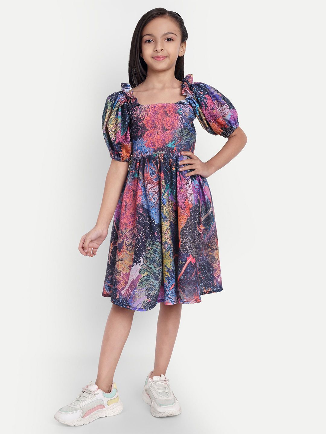 TILISM Women Printed Puff Sleeve Fit & Flare Dress-picture-11