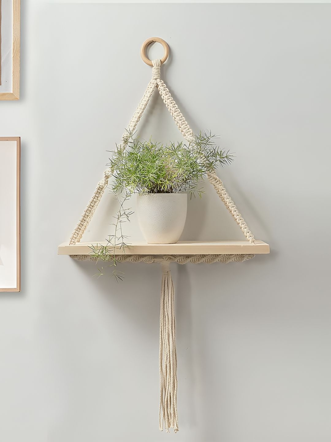 Decorcity White Macrame Hanging Shelf
