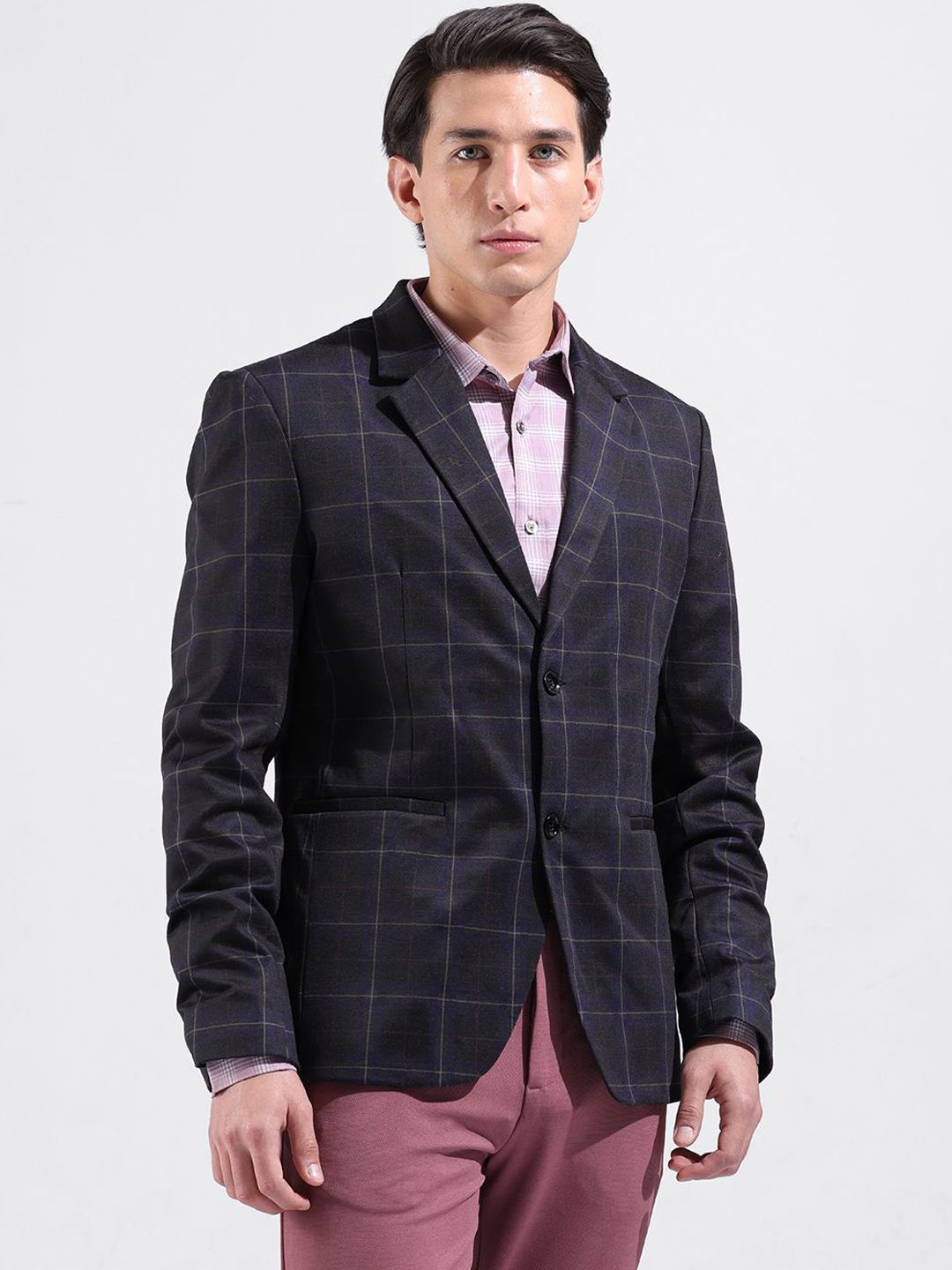 The Indian Garage Co. X Luxe Checkered Formal Single Breasted Blazer-picture-41