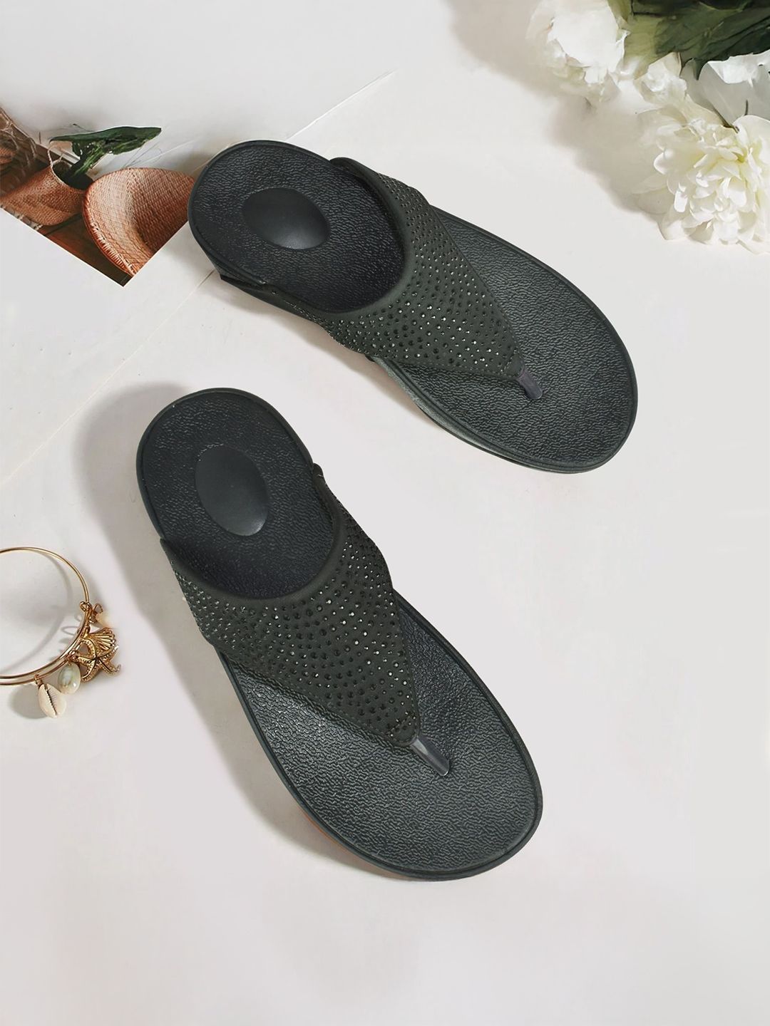 Ajanta Women Embellished T-Strap Flats-image-28
