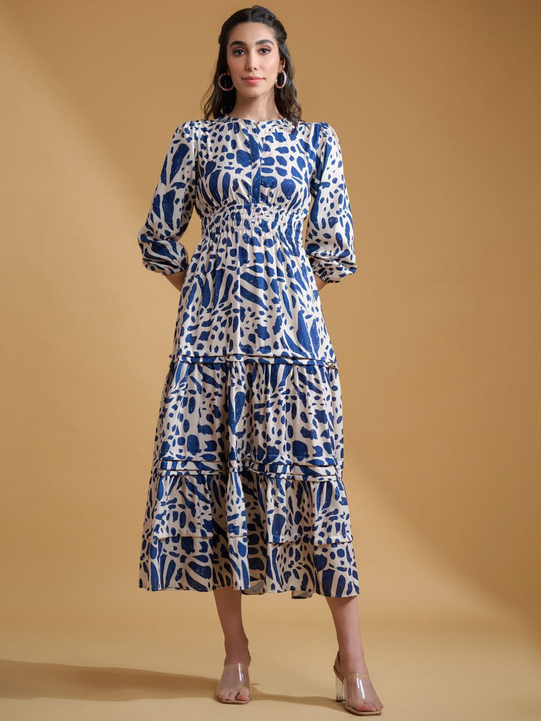 Roadster Women Abstract Printed Fit and Flare Midi Dress
