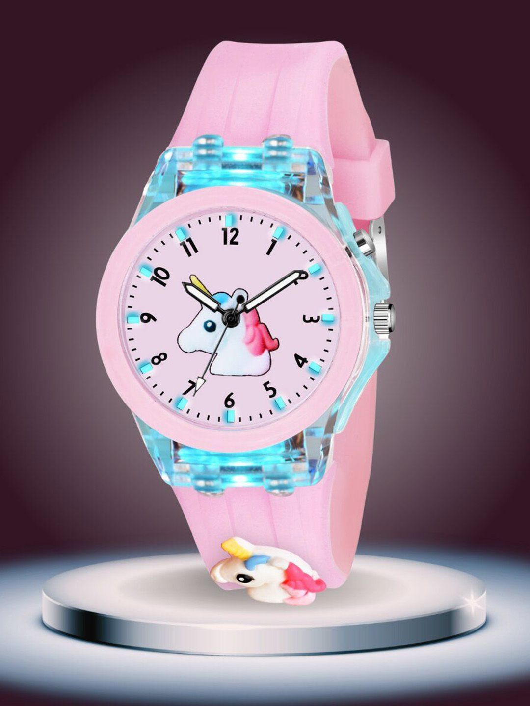 ON TIME OCTUS Girls Printed Dial & Straps Analogue Watch KD-028 PINK UNICORN-picture-14