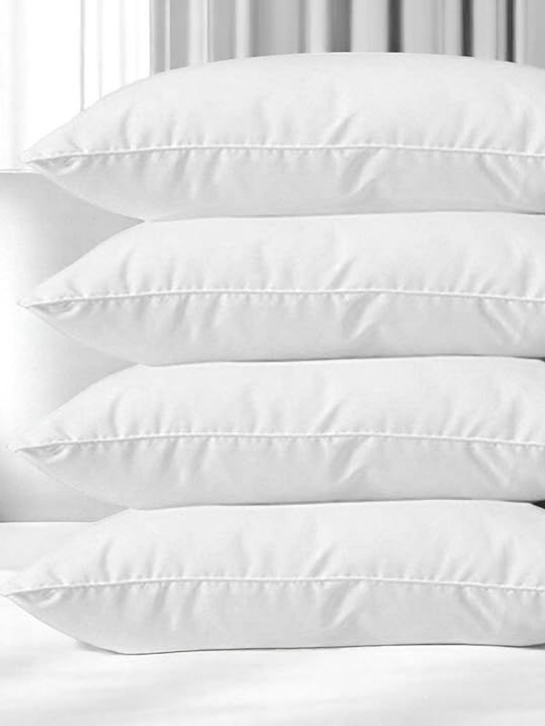 Shadowkart White 4 Pieces Fibre Filled Ultra Soft Sleep Pillows-image-24